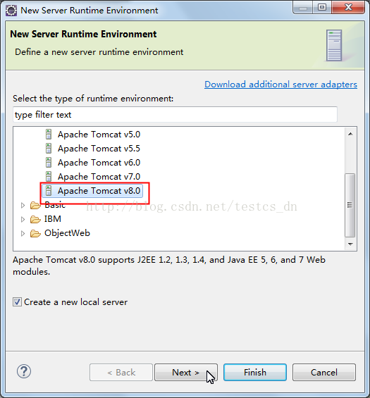 eclipse 服务器配置之添加 Tomcat 服务器