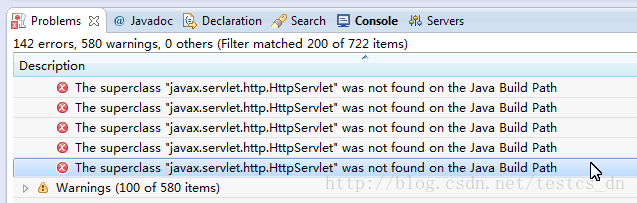 The superclass "javax.servlet.http.HttpServlet" was not found on the Java Build Path